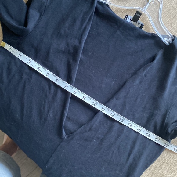 EXPRESS black very deep open v long sleeve bodysuit L - Picture 5 of 5